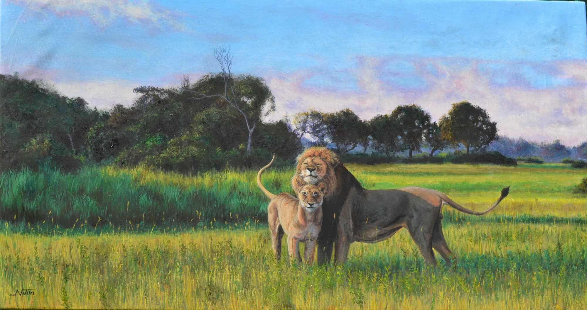 Lion And Lioness In The Morning